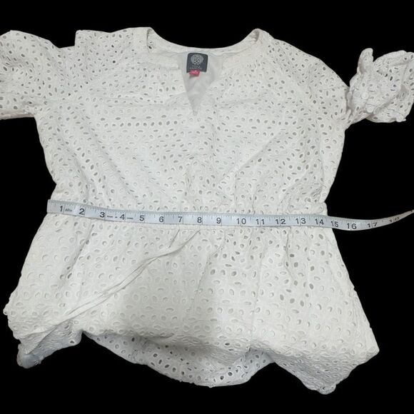 Vince Camuto Cotton Eyelet Tasseled Drawstring Dress Size 10 - Picture 13 of 16